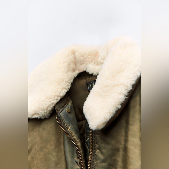 ZARA ~ DISTRESSED EFFECT NYLON BOMBER Jacket - Picture 8 of 17